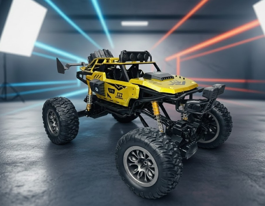 Великий джип машинка на радіоуправлінні повнопривідна для бездоріжжя з підсвіткою та паром Довжина 48 см Великі джипи на пульті, фото 1