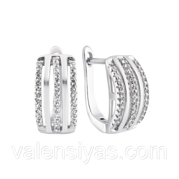 Срібні сережки з фіанітами