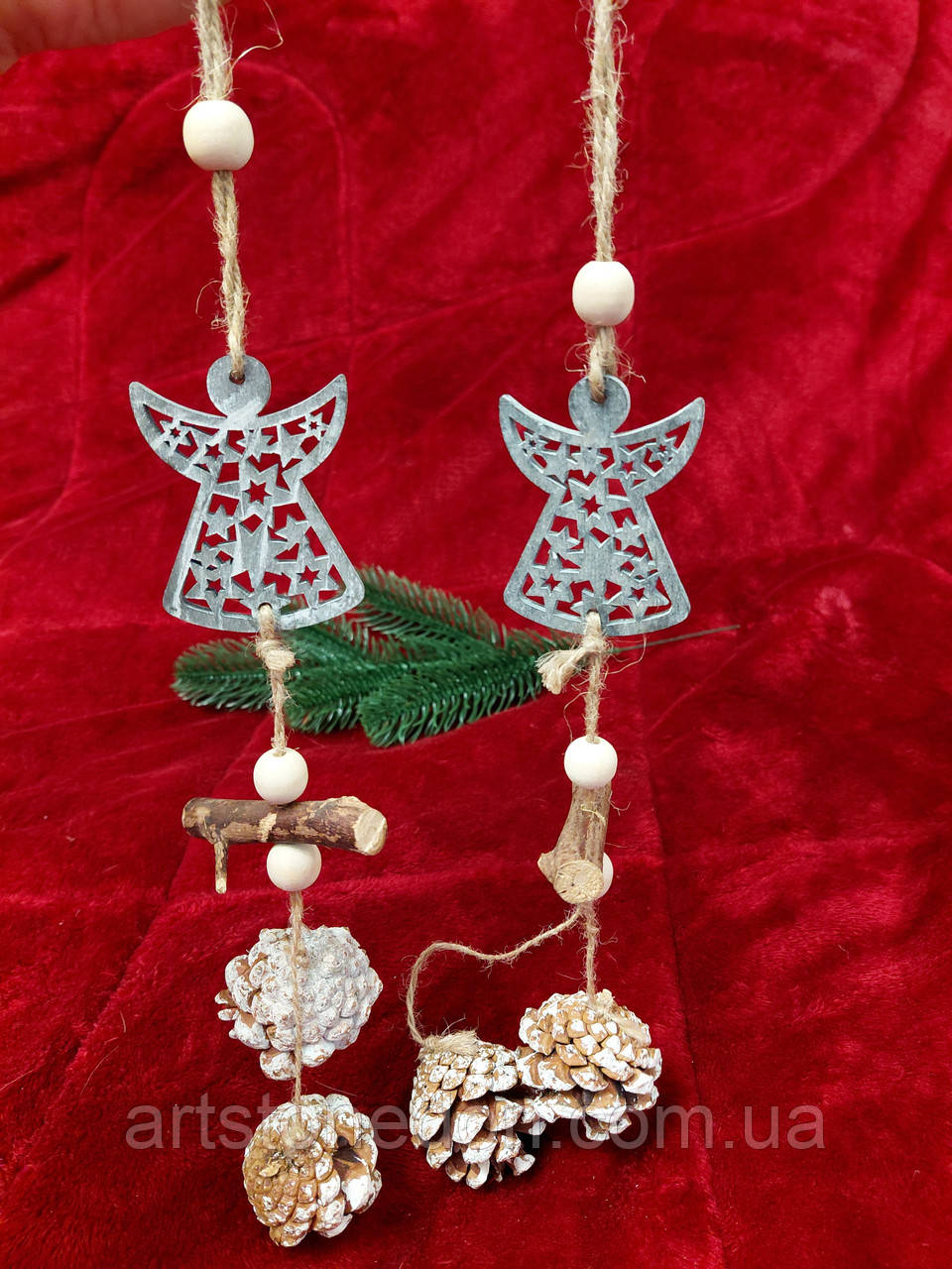 Новорічний підвісний декор з Ангелами 25 см, фото 1