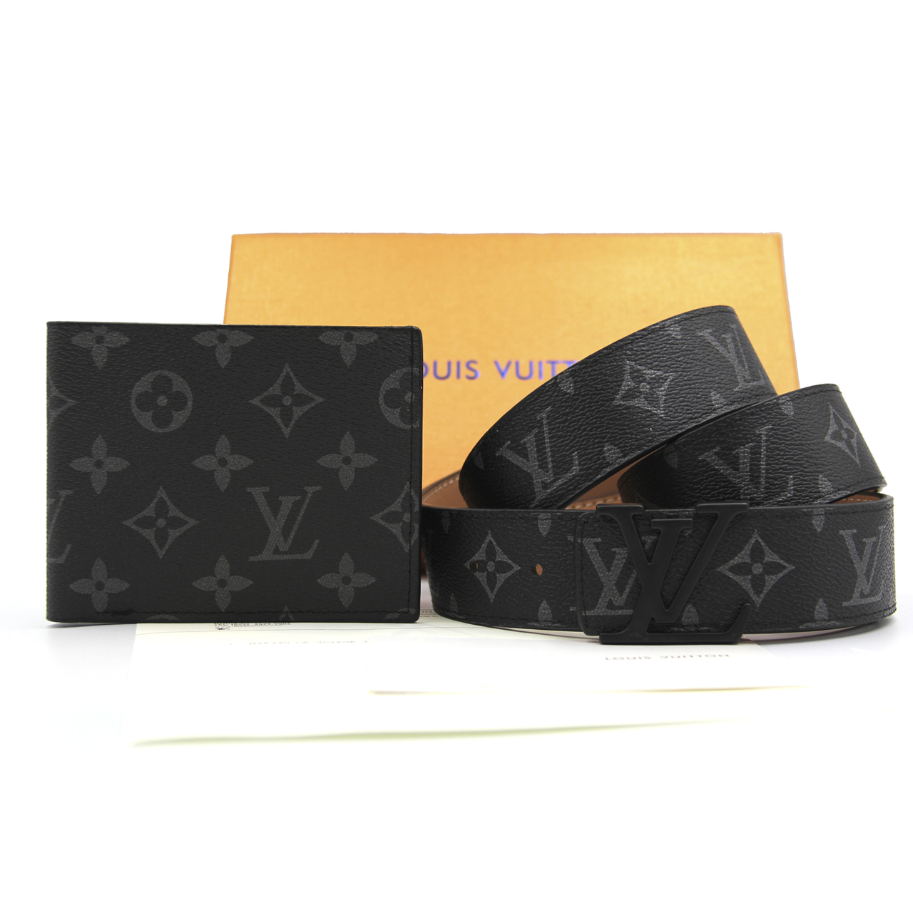 Чоловічий подарунковий набір LOUIS VUITTON ремінь гаманец, фото 1