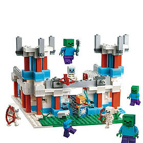 Конструктор Minecraft Льодяний Замок 11806 — набір з героями, зомбі та скелетами, 26×22×9.5 см