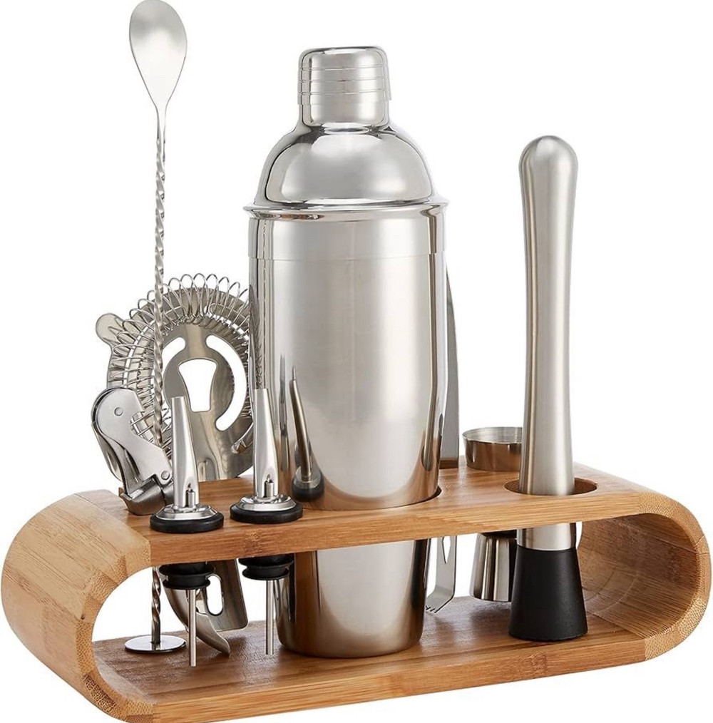 Набір бармена 10 в 1 з деревʼяною підставкою AMAZON, фото 1
