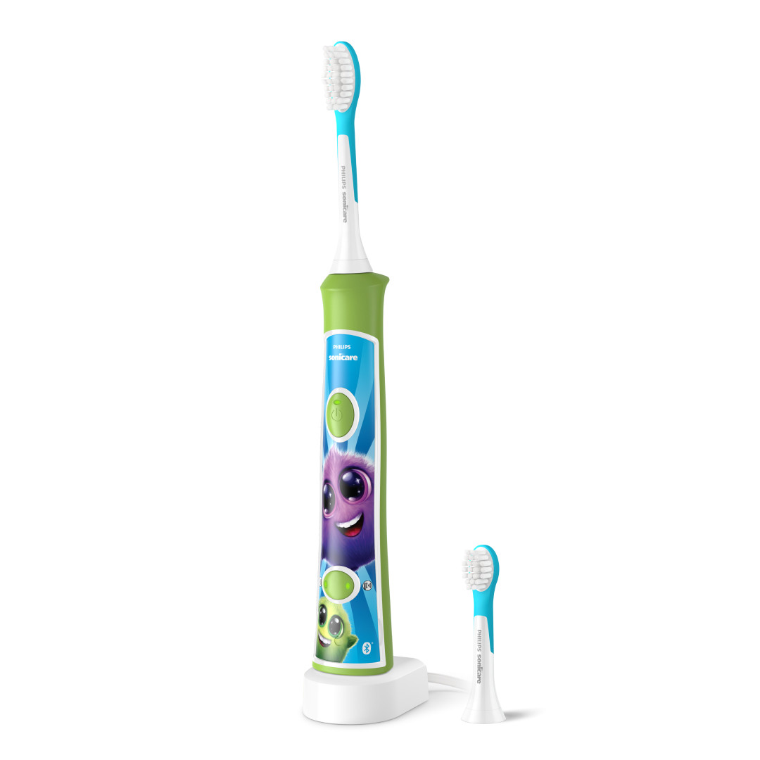 Дитяча електрична звукова зубна щітка Philips HX6352/11 Sonicare For Kids, зелена, від 3 років, 2 насадки, 0.5 Вт, фото 1