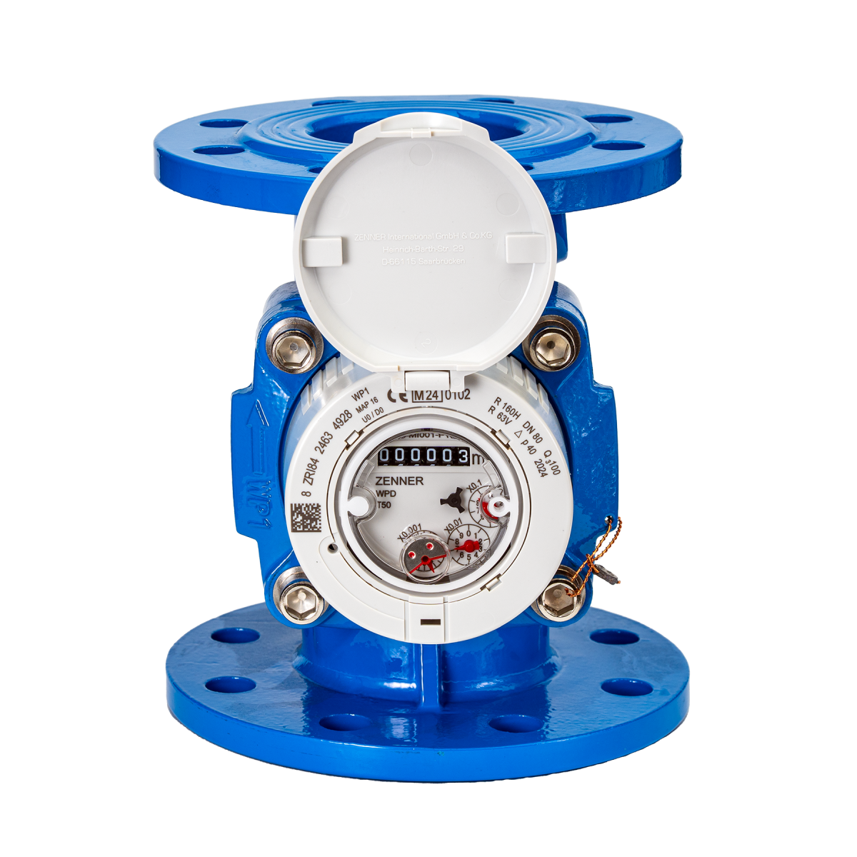 Лічильник холодної води Ду 80 WPD R160 фланцевий турбінний Zenner(Німеччина), фото 1