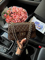 Chanel Classic 2.55 Medium Double Flap in Brown/Gold Магнітна Коробка 25х17х7
