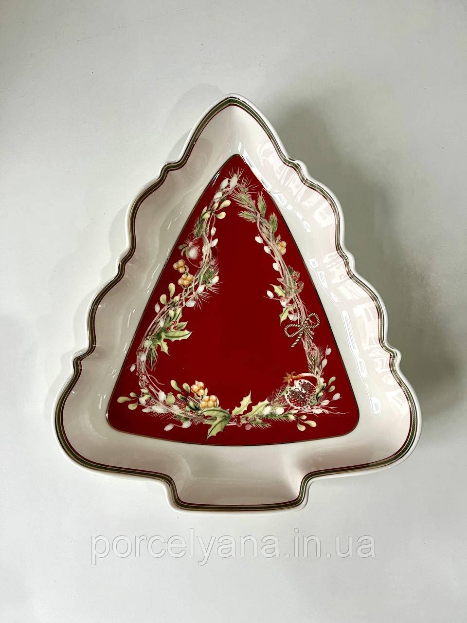 Блюдо ялинка 26*23 см порцеляна Brandani Carol (Колядка), фото 1