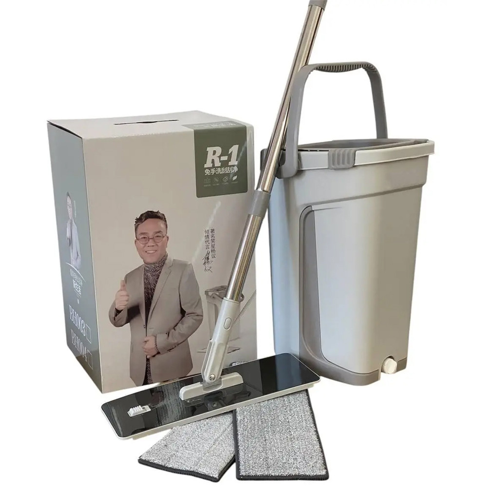 Швабра з віджимним відром 12 літрів R1 швабра ледар з відром, фото 1