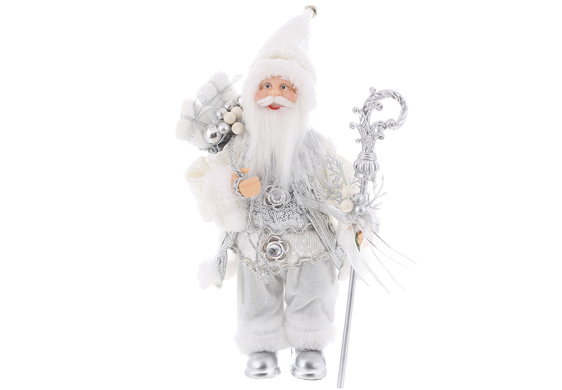 Новорічна лялька "Санта Клаус з лижами" 30 см