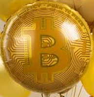 Деньги . Шар фольгированный 46 см биткоин с гелием