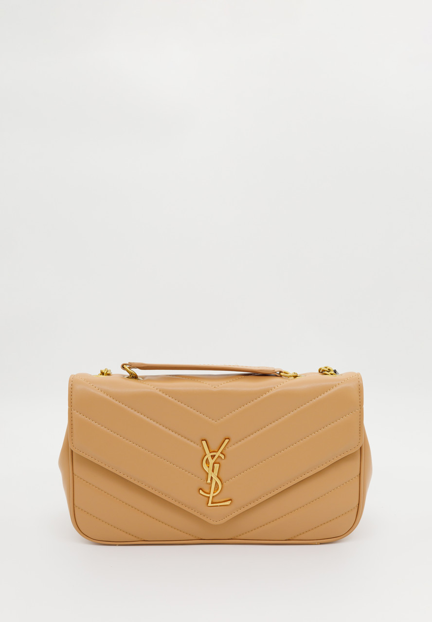 Saint Laurent Loulou Big Size Leather Beige with Gold, фото 1