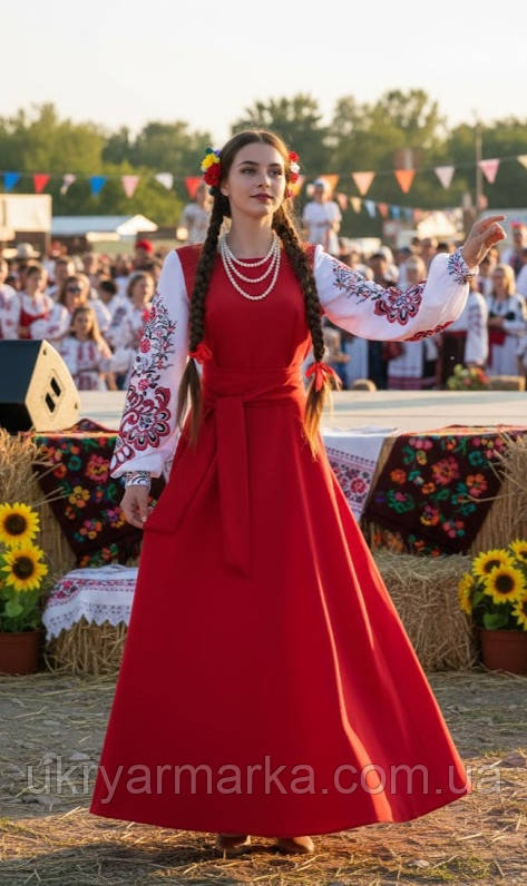 Довге Сценічне вишите плаття "Берегиня"