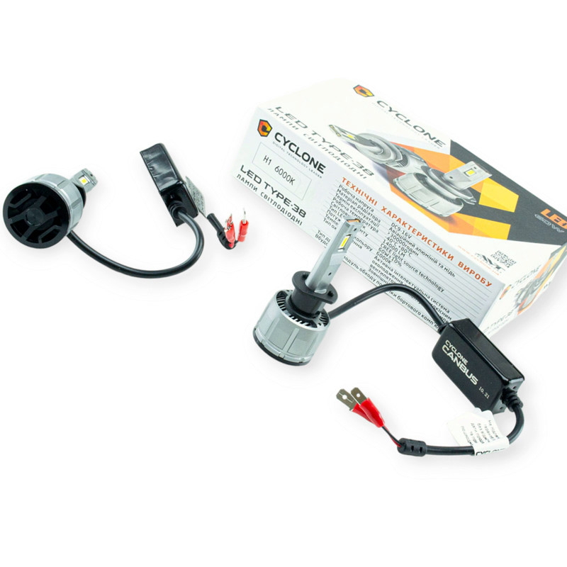 Автолампа LED H1 12V Type 38 60W 6000K 14000L радіатор з вентилятором CYCLONE SVS-type 38 LED H1 6000K, фото 1