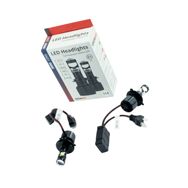 Автолампа LED H4 12V-24V EUROTUN NL19 60W 10000L 6000К радіатор вентилятор лінза SVS-ET-NL19-H4, фото 1