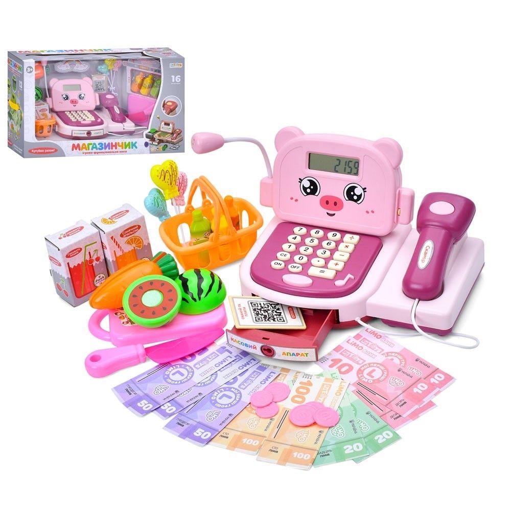 Ігрушечний магазин-каса M 6033 UA електронна з аксесуарами продуктами та ефектами для розвитку дитини, фото 1