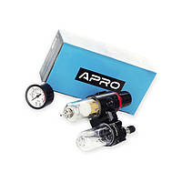 Блок підготовки повітря 1/4" фільтр, редуктор, маном, маслозбагачувач, 10 бар, 500 л/хв, 20 мкм Apro SVS-850112