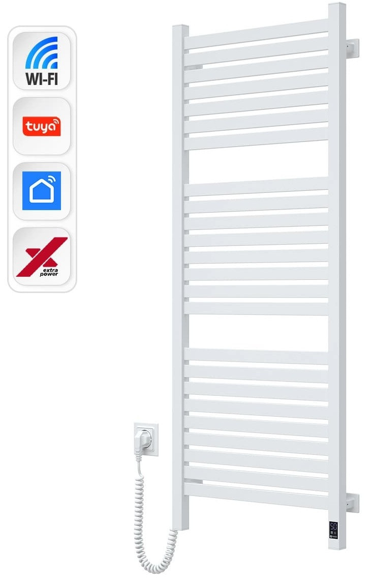 Рушникосушка Navin електрична Авангард Х, 1200х480х71мм, Wi-Fi, сталь, білий, ліве підключення, фото 1