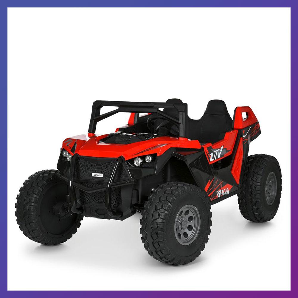 Дитячий електромобіль на акумуляторі двомісний Багі M 6291 з пультом р/у для дітей 3-8 років Червоний, фото 1