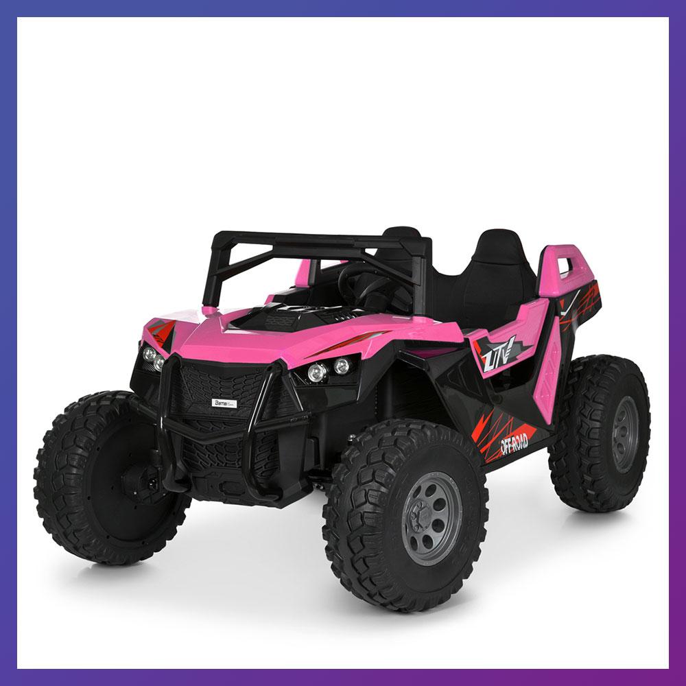 Дитячий електромобіль на акумуляторі двомісний Багі M 6291 з пультом р/у для дітей 3-8 років Рожевий, фото 1