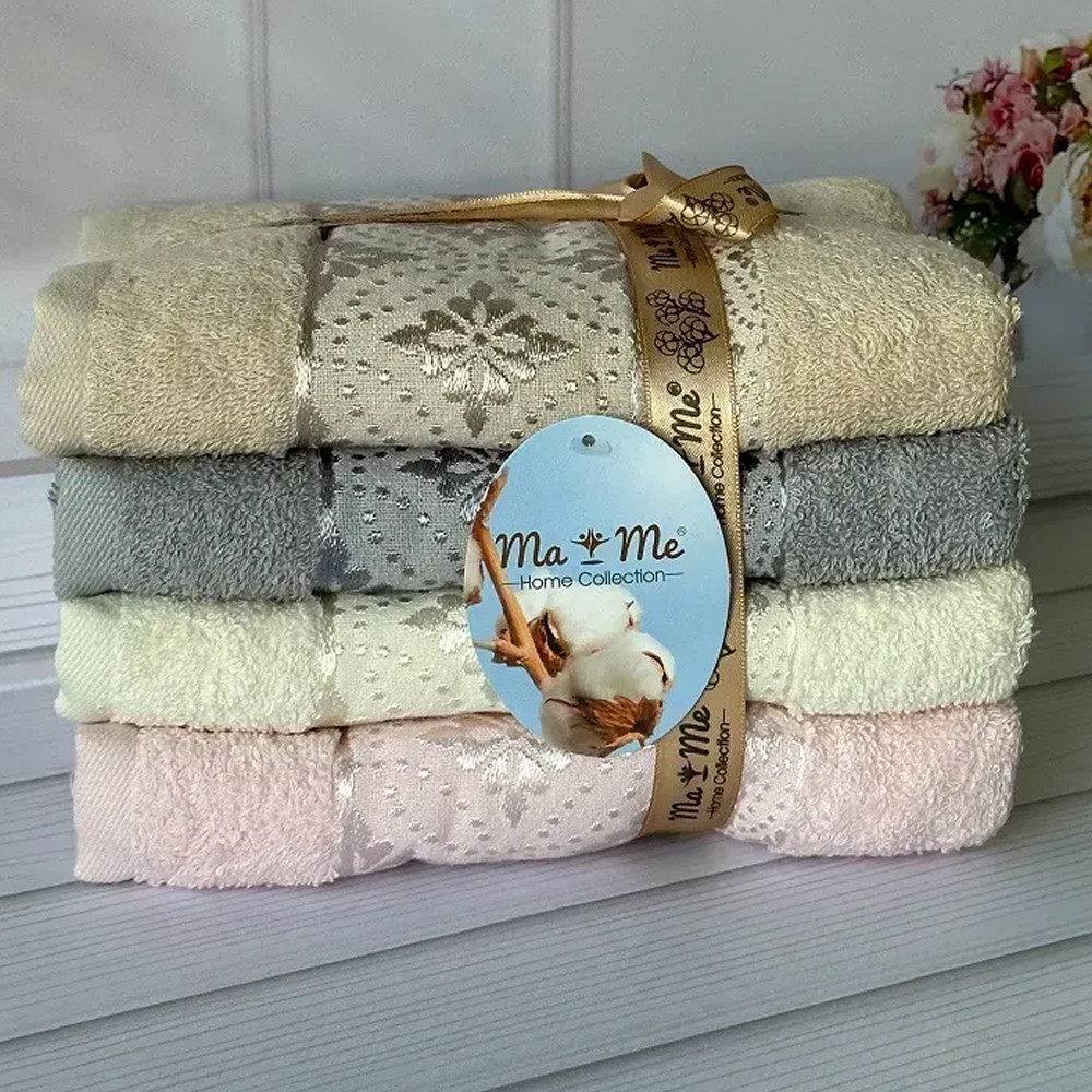 Набір рушників махрових 50х90см, 4шт/уп, Mame / Комплект рушників бавовняних / Рушники махрові, фото 1