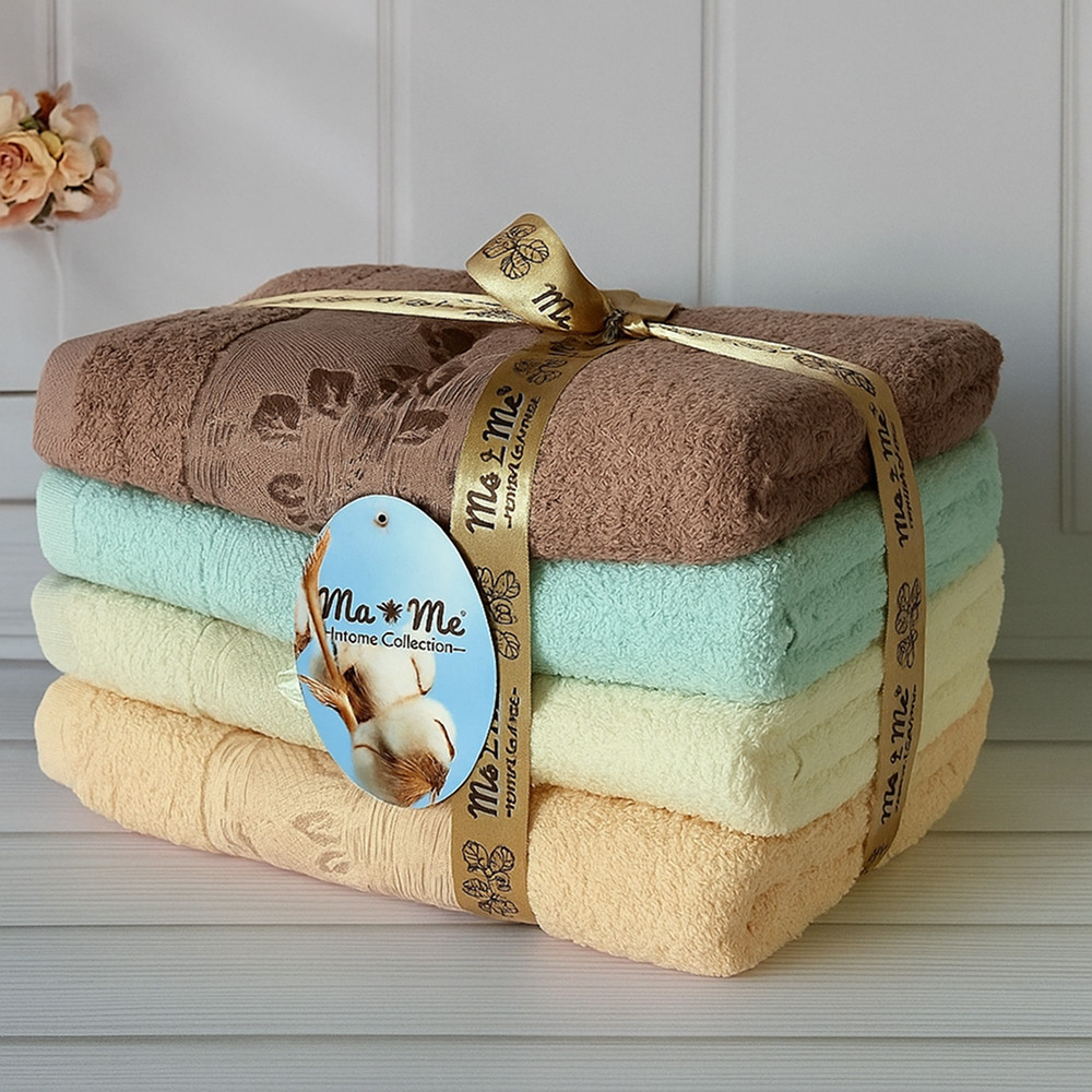 Набір рушників махрових 50х90см, 4шт/уп, Mame / Комплект рушників / Рушники бавовняні, фото 1