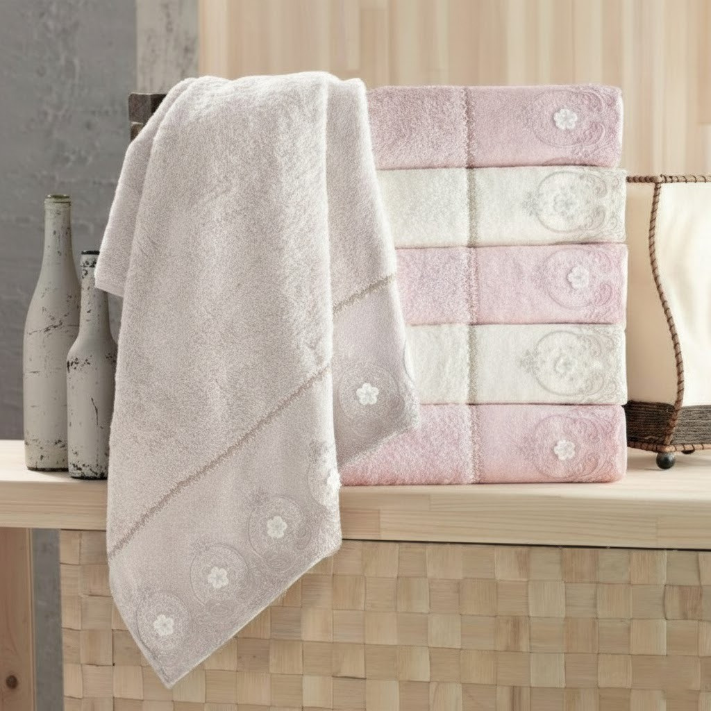 Набір рушників 6 шт, 50х90см, Pupilla Alvin 3D / Комплект бамбукових рушників / Набір махрових рушників, фото 1