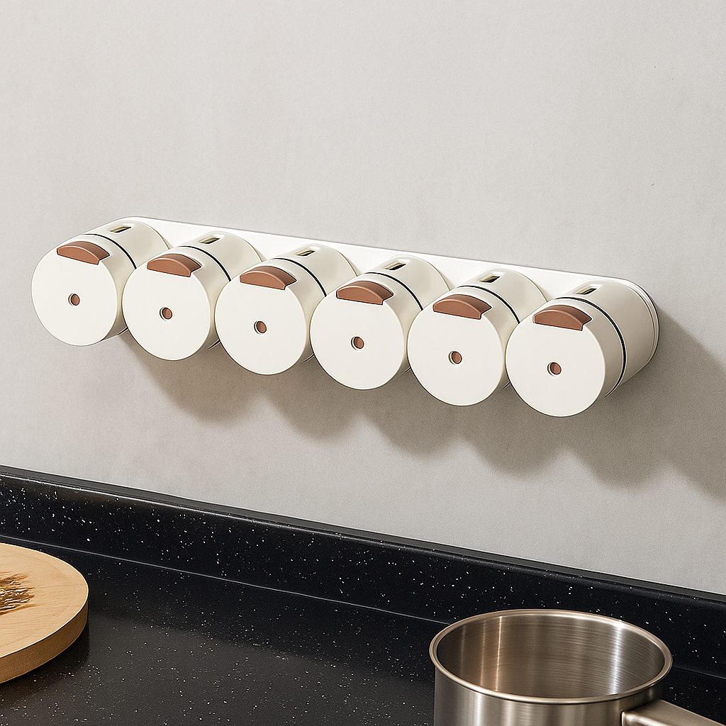 Набір банок для спецій на магніті, 6 шт / Органайзер для спецій / Ємності для спецій / Комплект магнітних баночок для спецій, фото 1