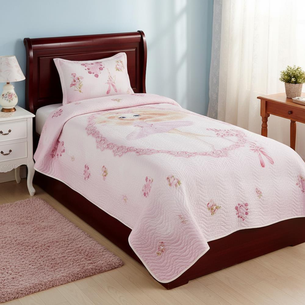 Дитяче полуторне покривало 175х240см, наволочка 50х70см, Miss Bella Dance, Танець / Покривало стьобане з наповнювачем, фото 1