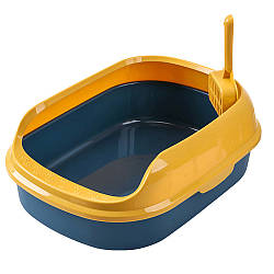 Туалет для котів і кішок з бортиком + совок,40х29х13,5 см / Туалет лоток для котів / Котячий туалет