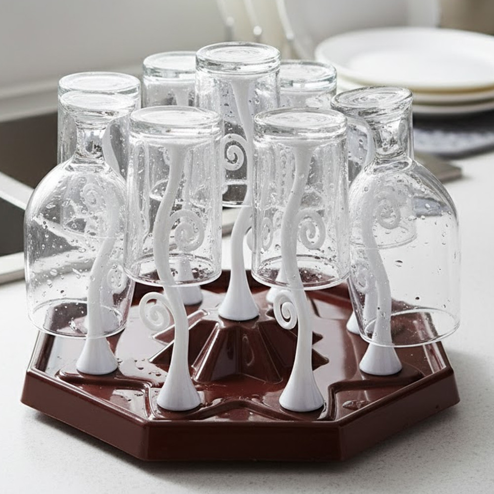 Складна сушарка для склянок на 9 шт, 26.5x26.5x14.5 см, Cup Holder / Підставка для сушіння склянок, фото 1