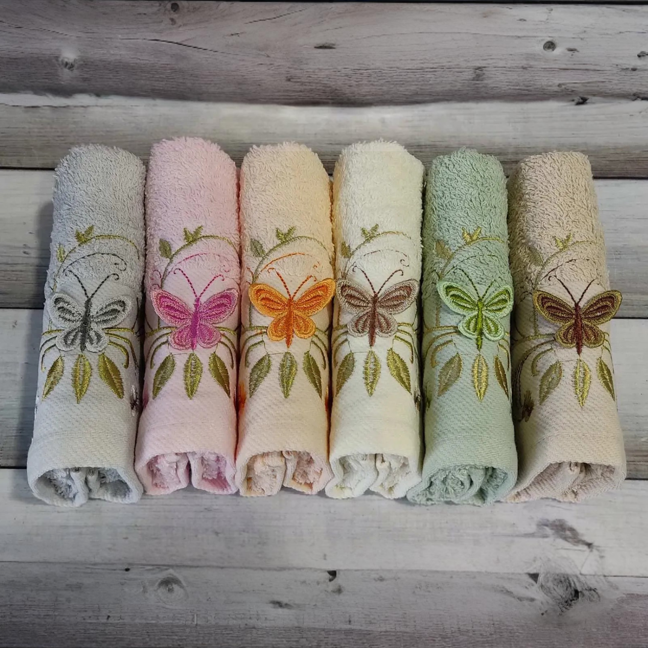 Набір рушників, 6 шт/уп, 30x50 см, Mame 3d Butterfly / Набір бавовняних рушників / Комплект рушників, фото 1