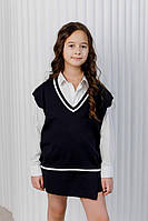 Дитяча жилетка синя з білою смужкою ART KNIT