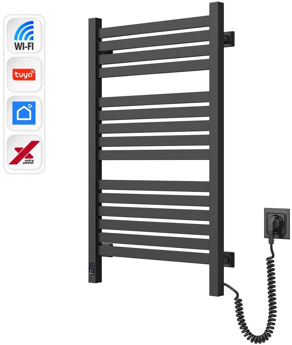 Рушникосушка Navin електрична Авангард Х, 800х480х71мм, Wi-Fi, сталь, чорний муар, праве підключення, фото 1
