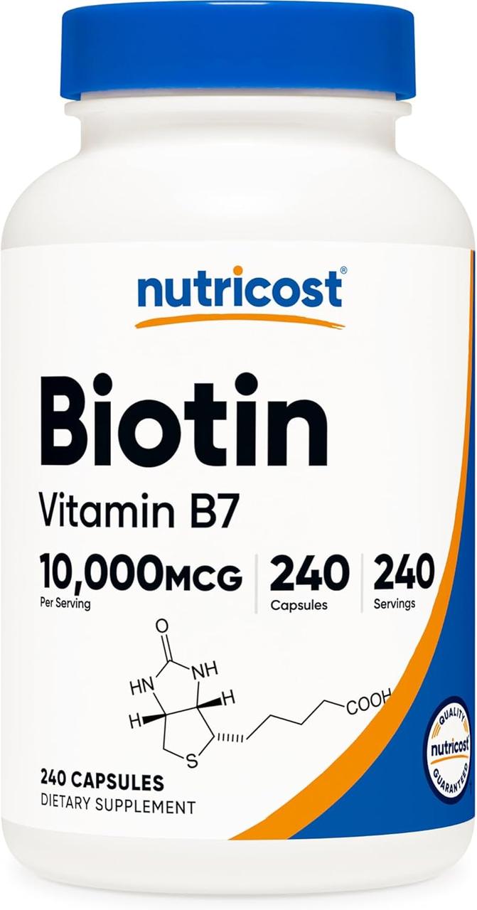 Біотин Nutricost Biotin, 10,000 mcg, 240 Capsules, фото 1