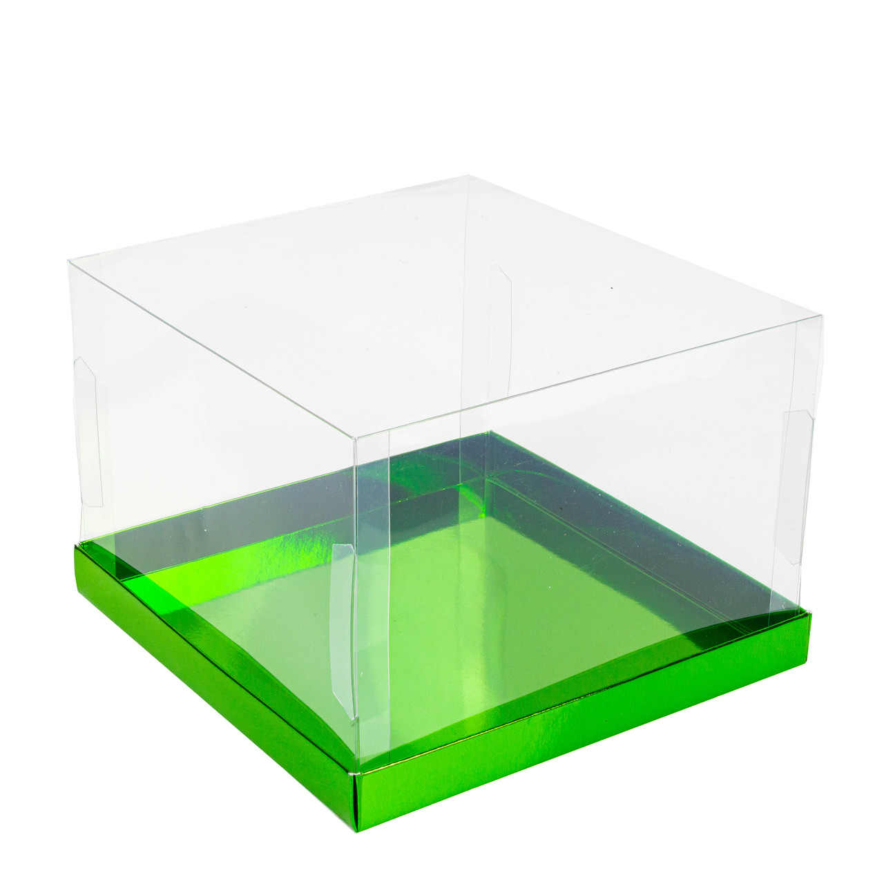 Коробка 170х170х120 для десертів "Акваріум" з прозорою кришкою, зелена, фото 1