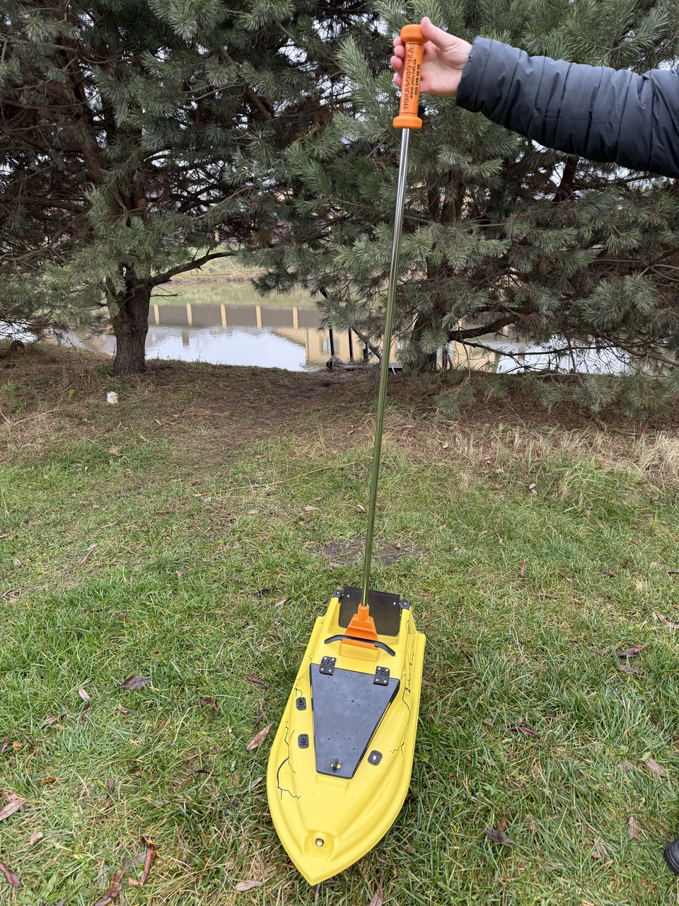 Палиця для кораблика "Покльовочка" 131см помаранчева гачок 9.5см, фото 1