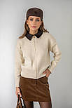 Жіноча кофта поло на близкавці з вовною і шкіряним коміром | Стильна кофта поло, розмір 42–46, фото 2