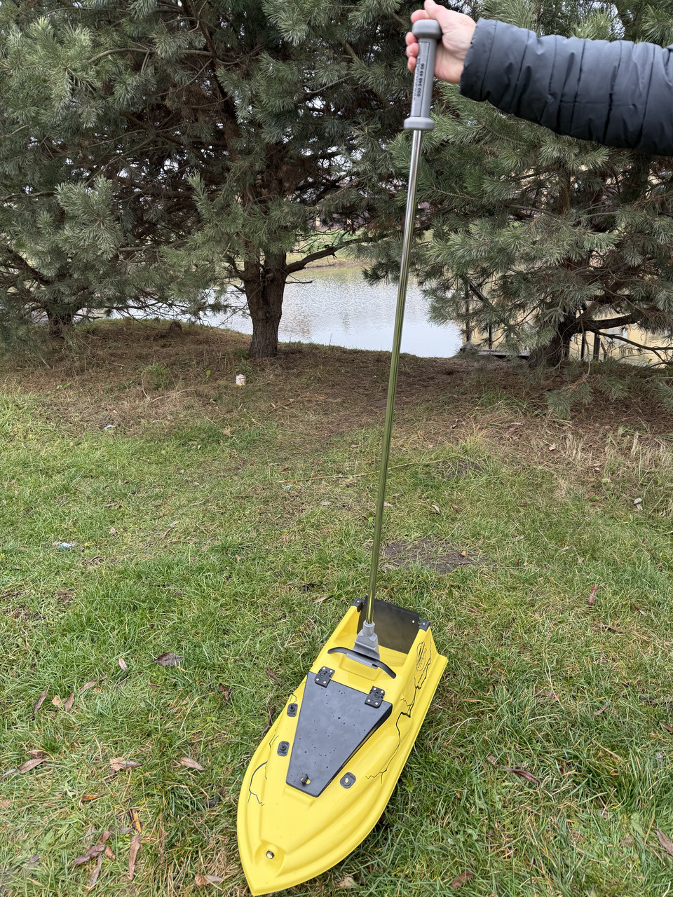 Палиця для кораблика "Покльовочка" 131см сіра гачок 9.5см, фото 1