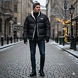 Куртка чоловіча зимова The North Face TNF коротка теплий пуховик двухсторонній чорний Туреччина. Живе фото, фото 2
