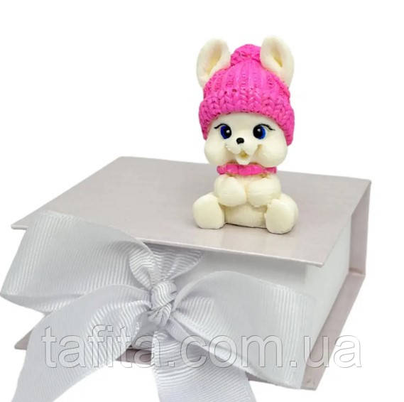 Зайчик в рожевій шапочці з вушками, фото 1