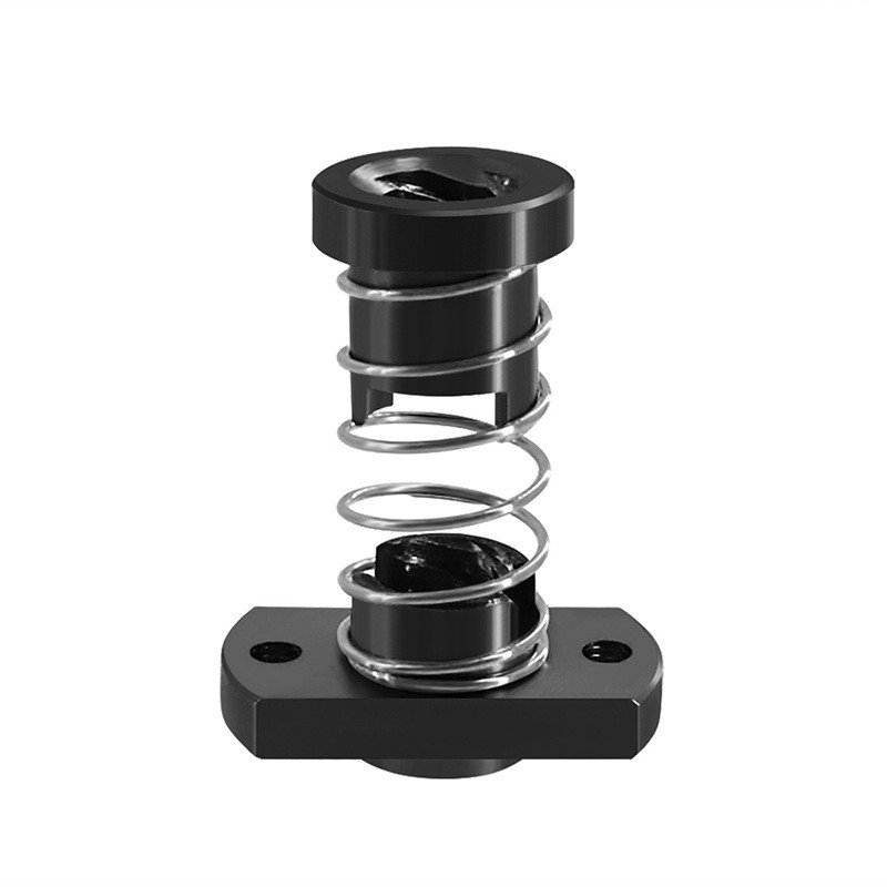 Гайка с пружиной на T8 ходовой винт Z-оси 3Д-принтера, 4-западная, Шаг 8мм, POM пластик, Прямоугольная/ Ходовая гайка