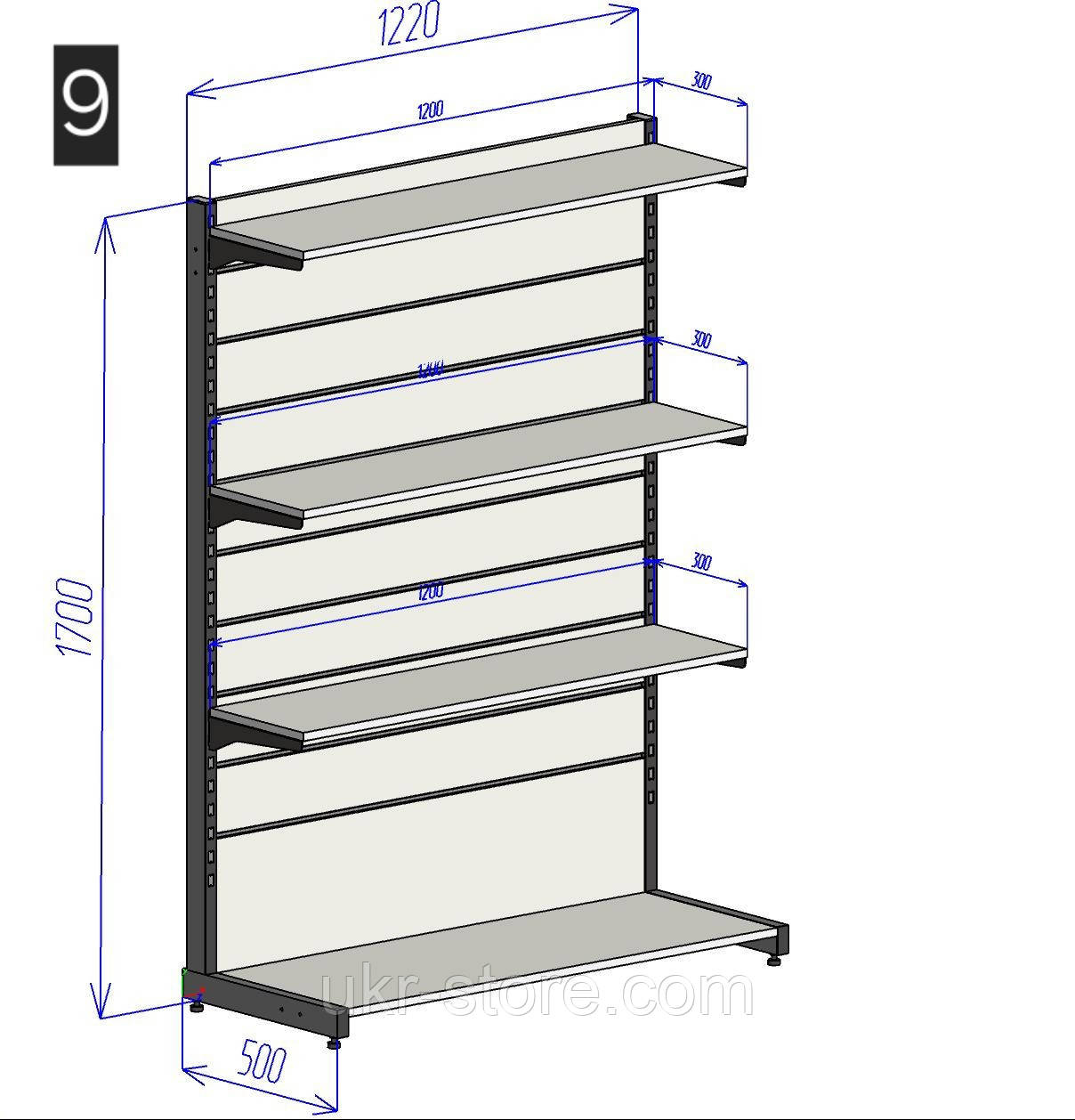 Стійка пристінна з полицями та економляю панель, фото 1