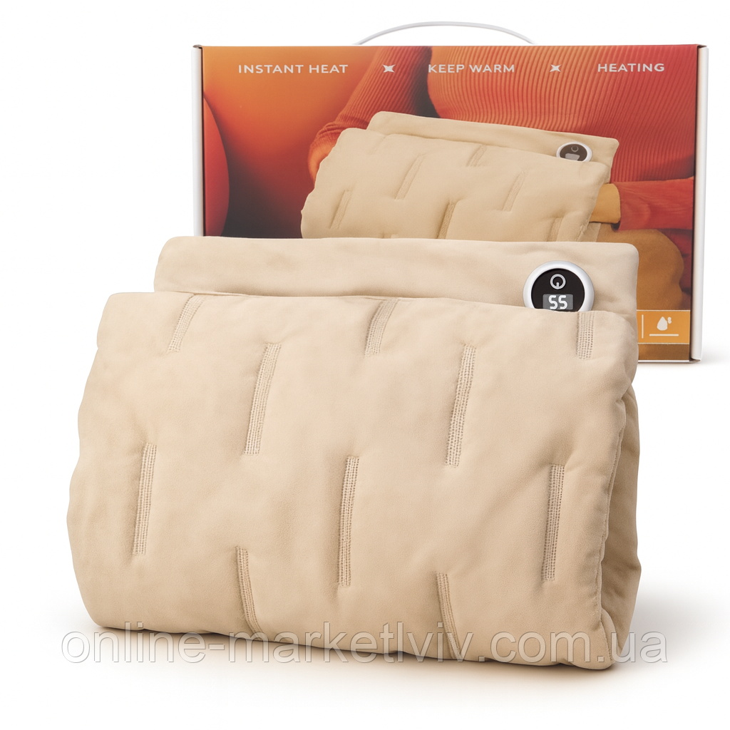 Електрична грілка для рук до 65°, USB, 25х20 см, Бежева / Грілка муфта для рук / Електрогрілка для рук / Муфта з підігрвом, фото 1