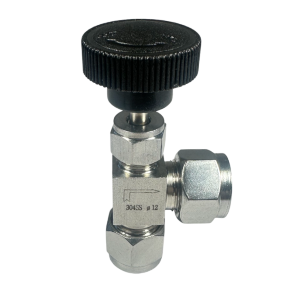 Кран кутовий голчастий під трубку 12 мм, обтискний, нержавіючий, фото 1