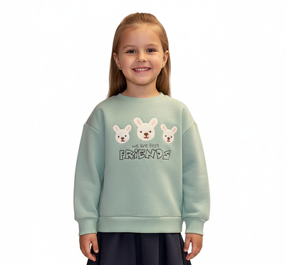 Світшот для дівчинки з принтом "Зайчики" зелений (11354)