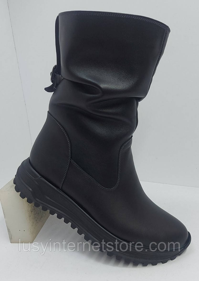 Чоботи шкіряні зимові великого розміру від виробника модель ТН25-2137Б, фото 1