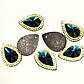Набір 10шт. пришивних каменів з обідком діаметром 24.2/17.7мм акрил колір смарагдовий, фото 2
