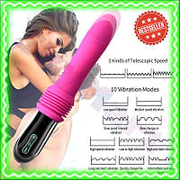 SM Фаллоимитатор с вибрацией Full Pro на пульте Мини секс машина с выдвижением на присоске телескопиче Sky/Top