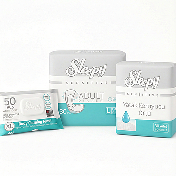Комплект Підгузки для дорослих Sleepy M + Пелюшки Sleepy + Рушники Sleepy