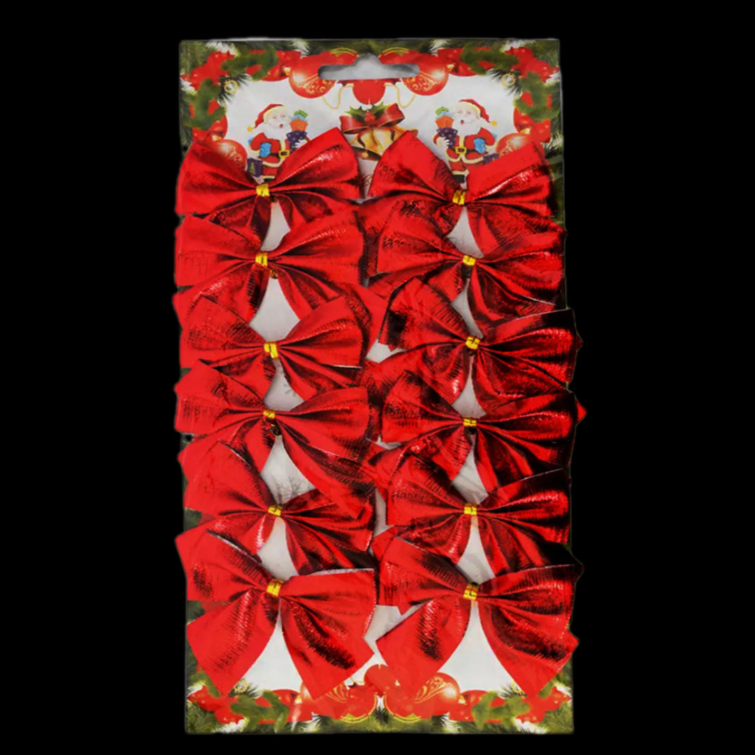 Новорічний декор Бантики, 45 мм, (пач. 12 шт.) червоний