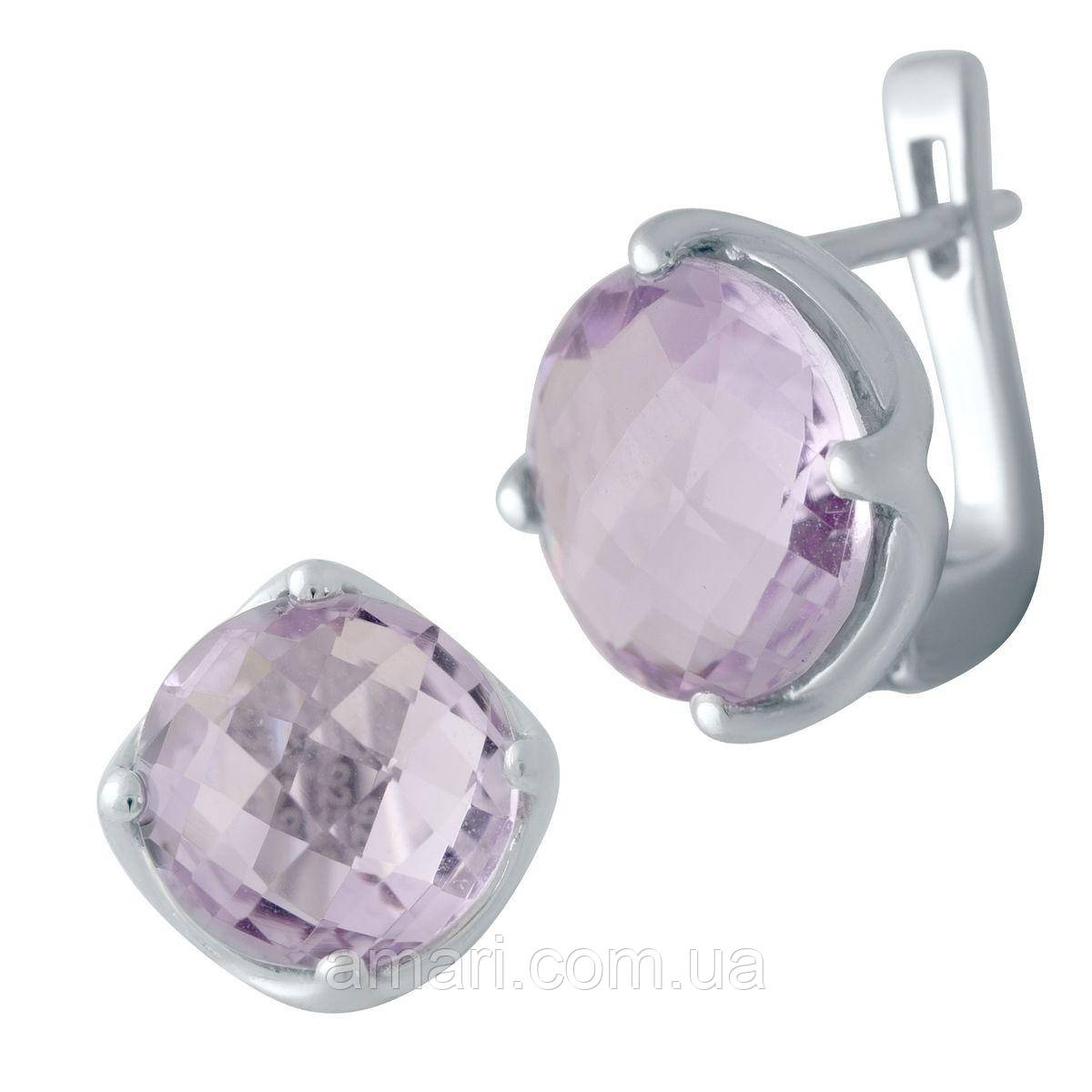 Срібні сережки Komilfo з натуральним аметистом 10.163ct (2043003), фото 1